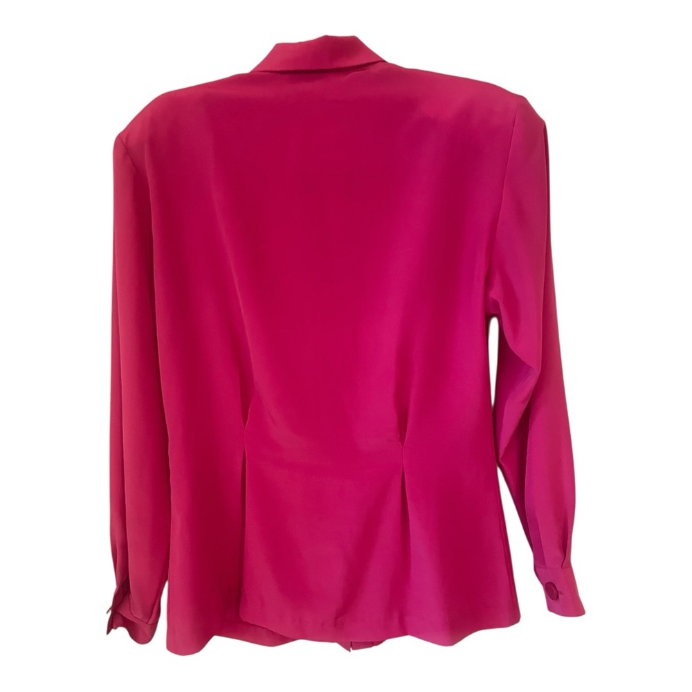 Vintage 80s Christian Dior Chemise Hot Pink Blouse Front and Back Pleats Size 8 - Picture 4 of 7